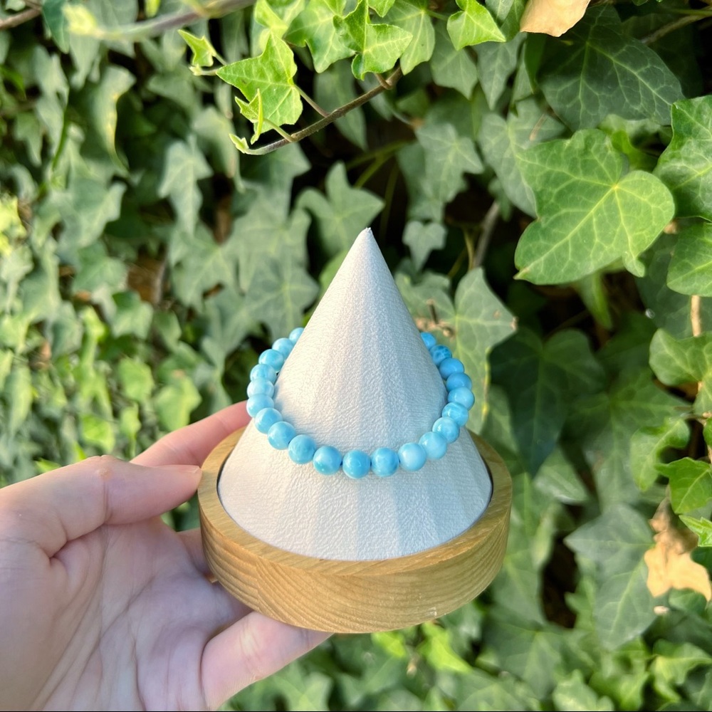 100% Natural 3A Turtleback Dominican Larimar Bracelet - 7.1mm #1